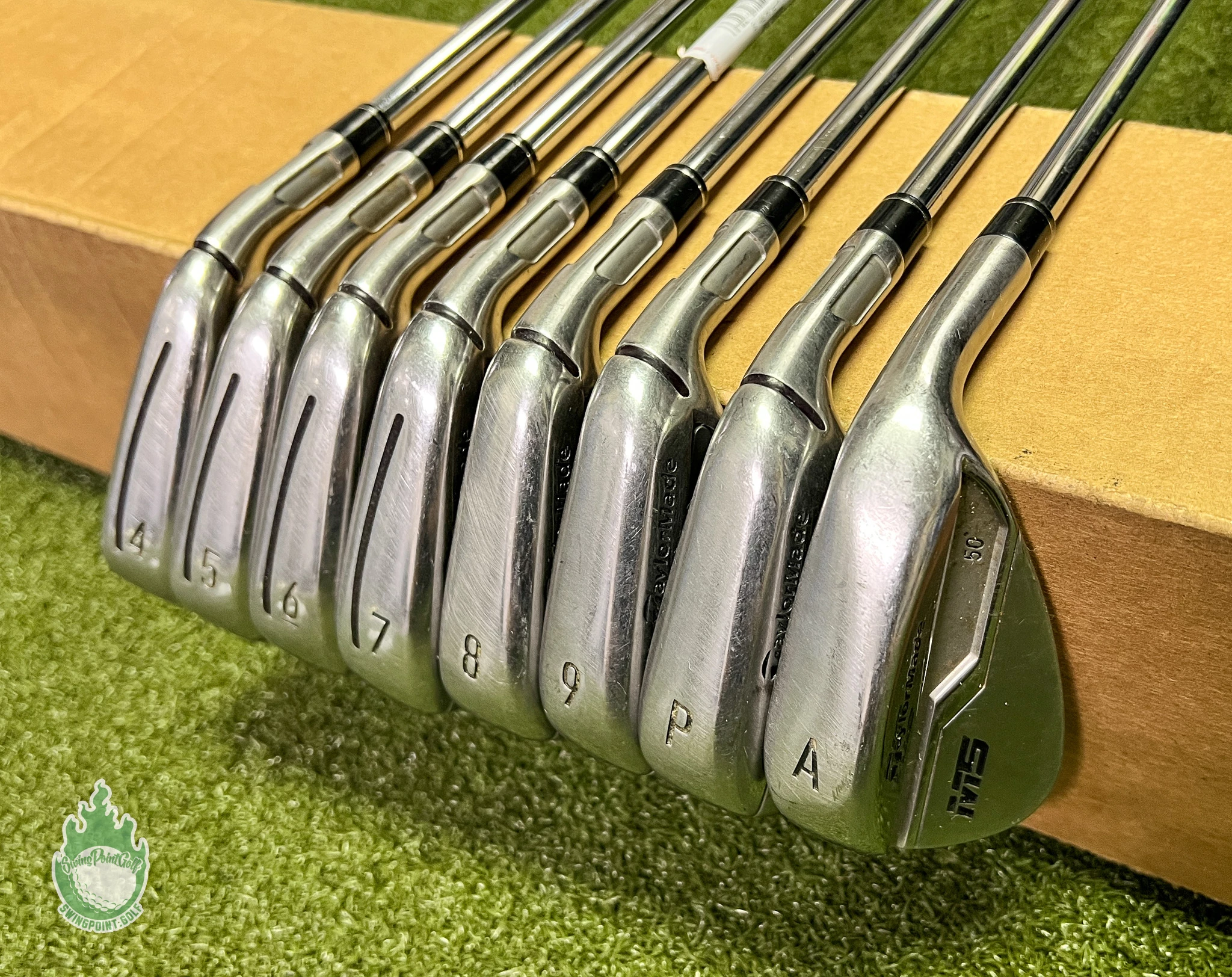 Used RH TaylorMade M5 Irons 4-PW/AW XP 100 S300 Stiff Flex Steel Golf Club Set