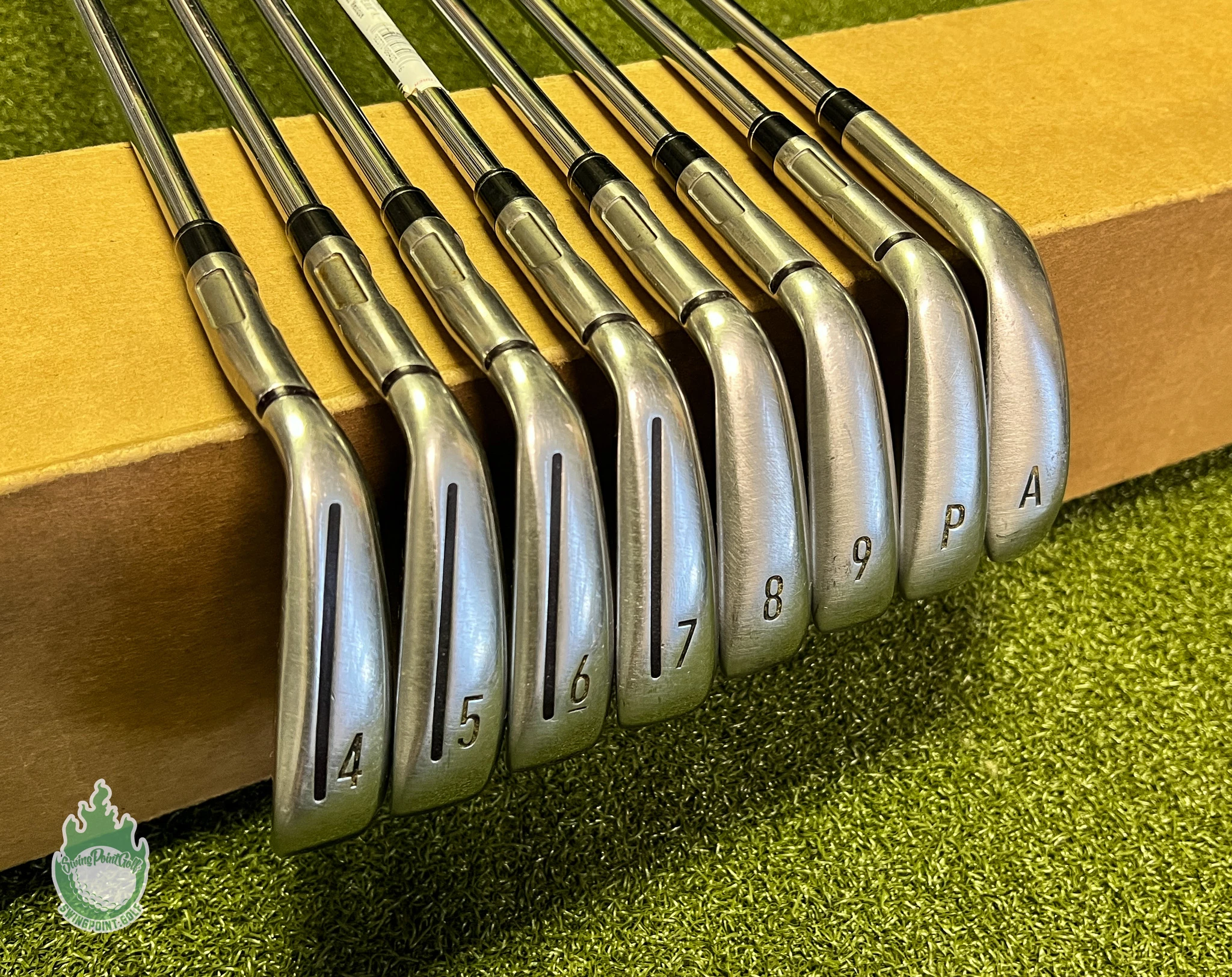 Used RH TaylorMade M5 Irons 4-PW/AW XP 100 S300 Stiff Flex Steel Golf Club Set - Image 2