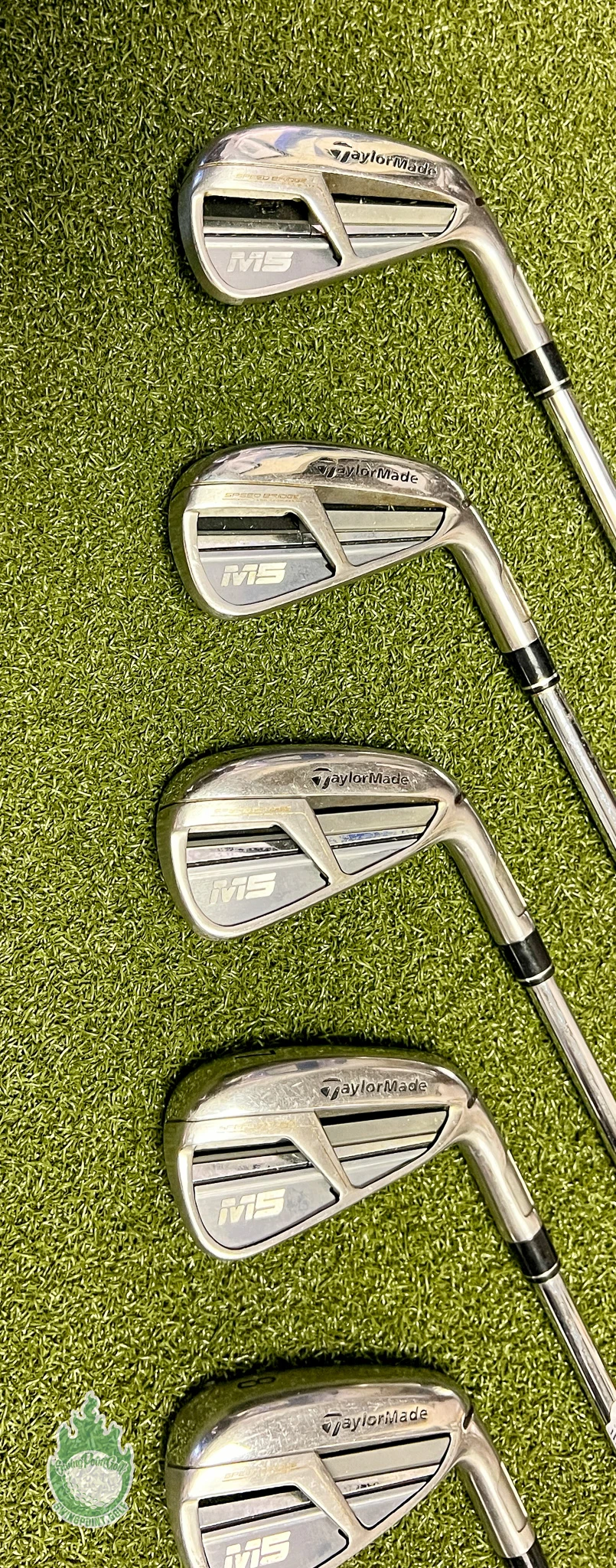 Used RH TaylorMade M5 Irons 4-PW/AW XP 100 S300 Stiff Flex Steel Golf Club Set - Image 9