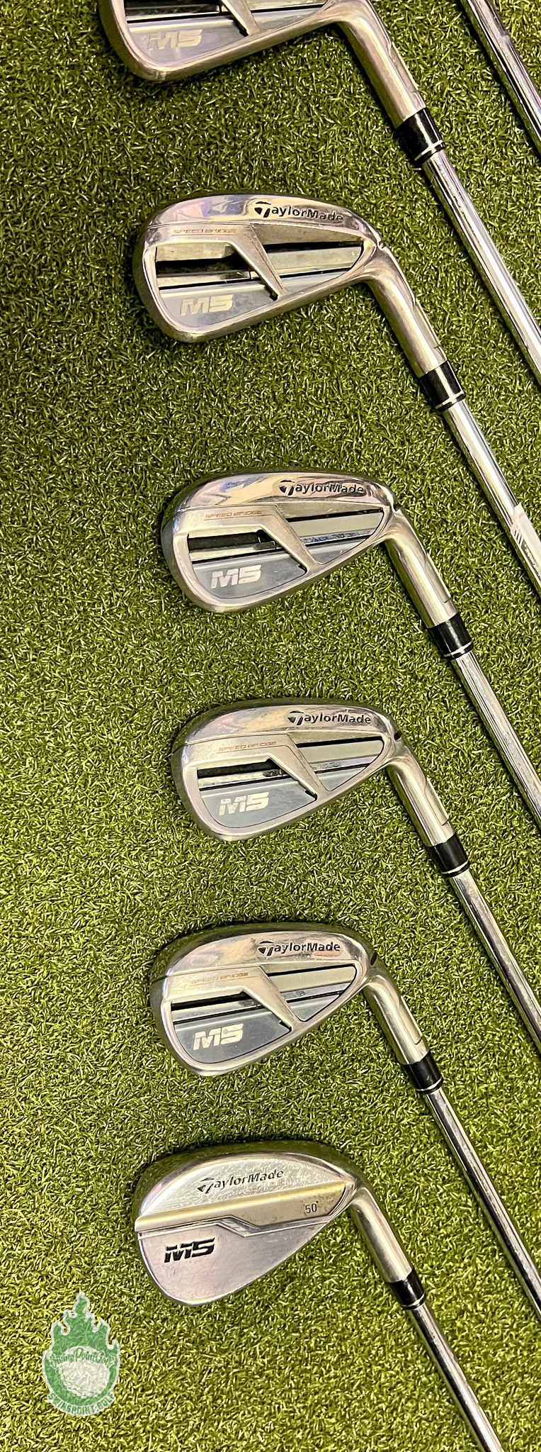 Used RH TaylorMade M5 Irons 4-PW/AW XP 100 S300 Stiff Flex Steel Golf Club Set - Image 8