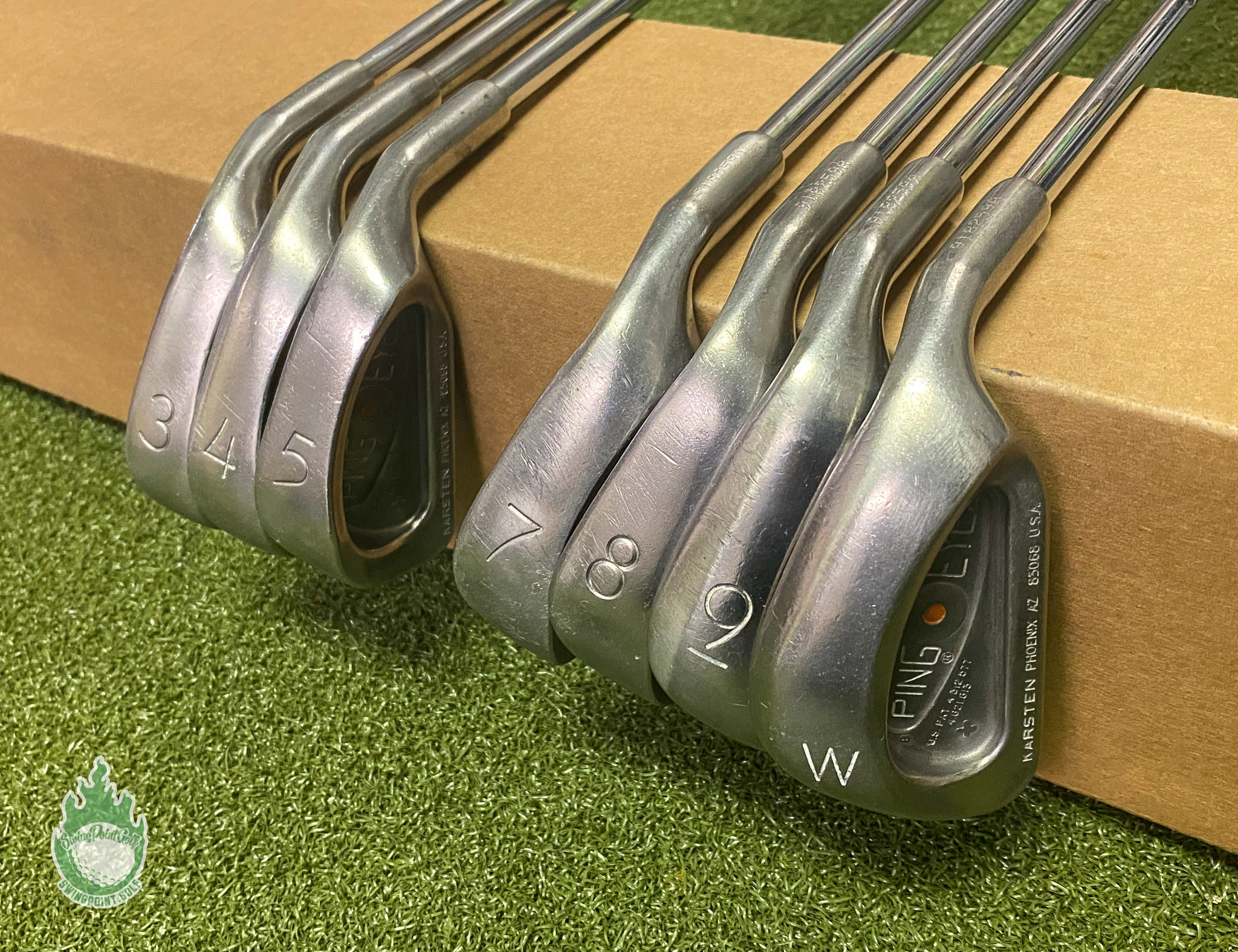 Used RH Ping Orange Dot Eye 2 Irons 3-5 7-PW ZZ Lite Stiff Flex Steel Golf Set