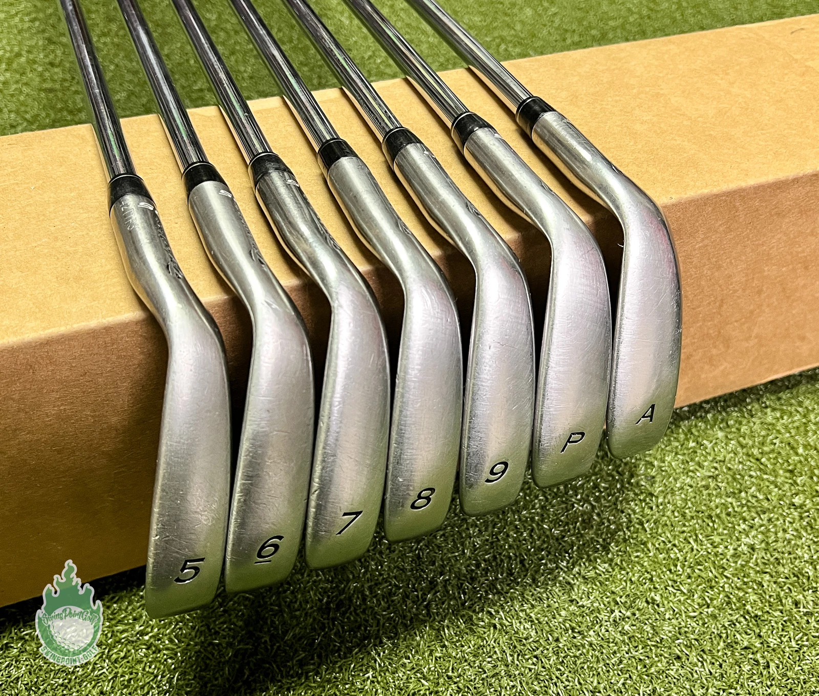 Used RH TaylorMade RAC OS Irons 5-PW/AW 95g Regular Flex Steel Golf Club Set - Image 2