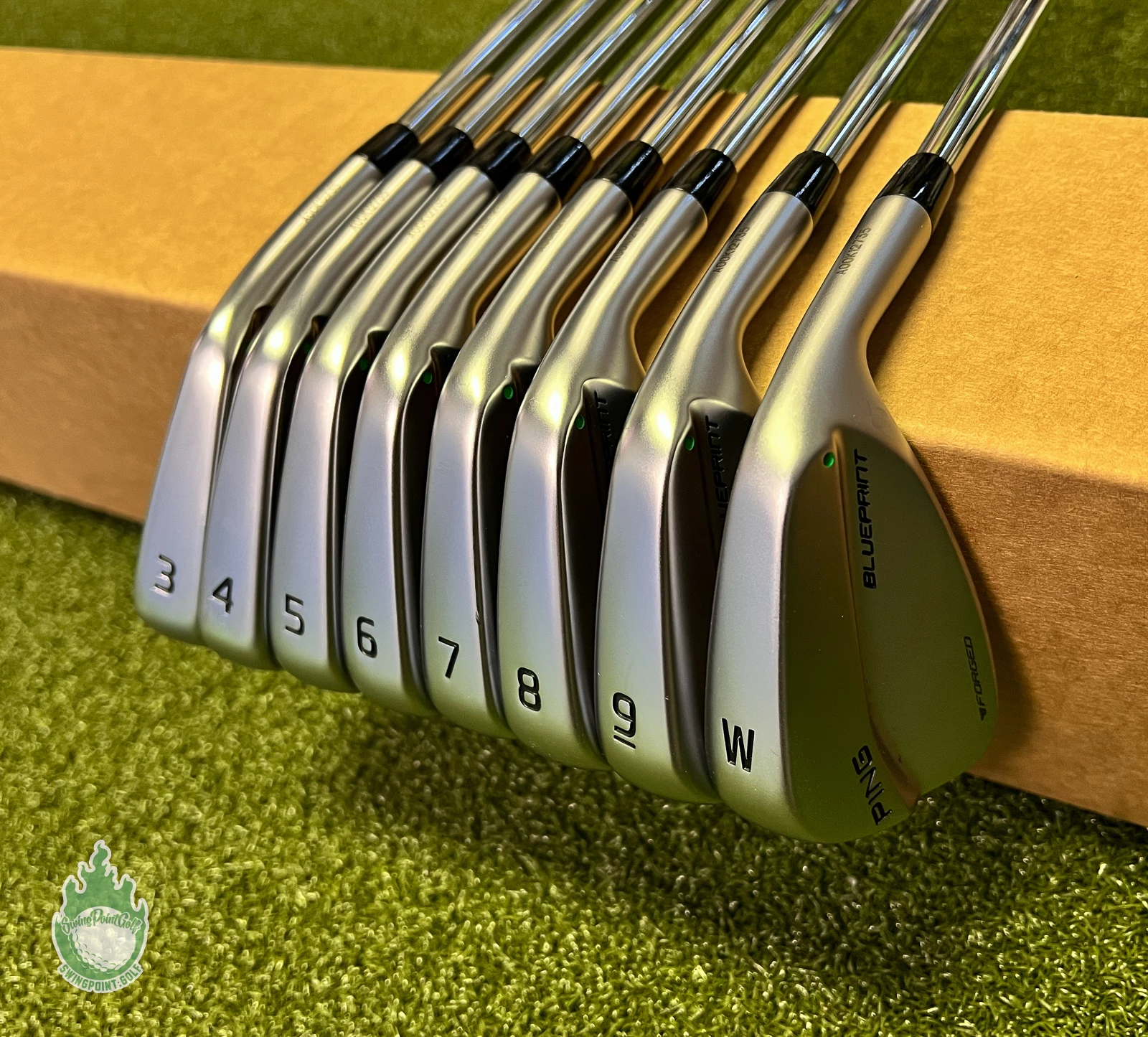 Used RH Ping Green Dot Blueprint Forged Irons 3-PW X100 X-Stiff Steel Golf Set