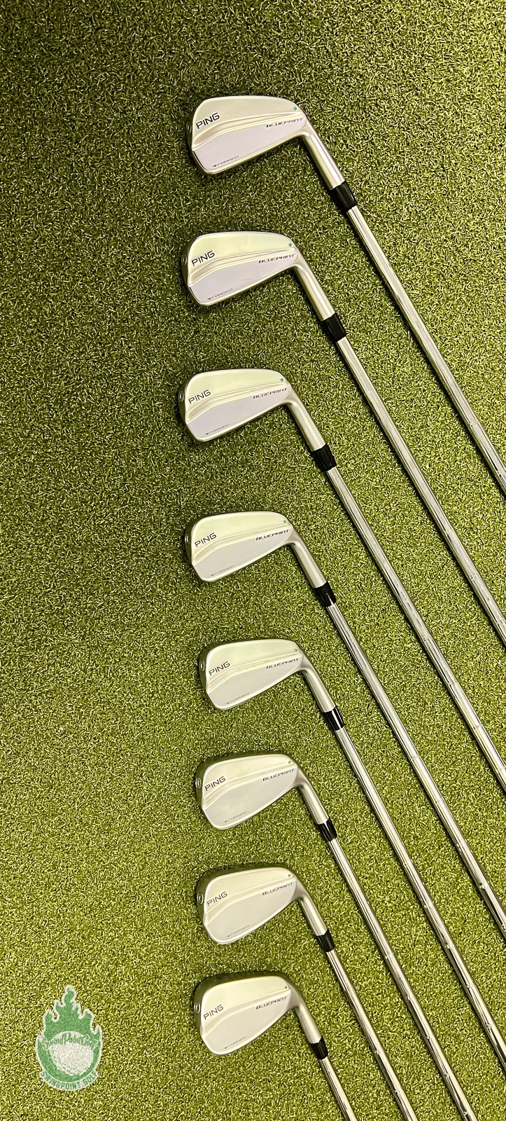 Used RH Ping Green Dot Blueprint Forged Irons 3-PW X100 X-Stiff Steel Golf Set - Image 7