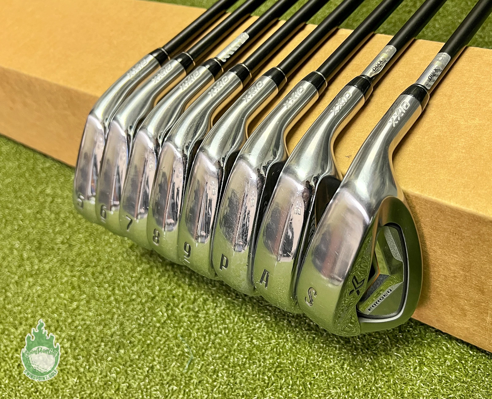 Used XXIO X Black Irons 5-PW/AW/SW AX-1 59g Stiff Flex Graphite Golf Club Set