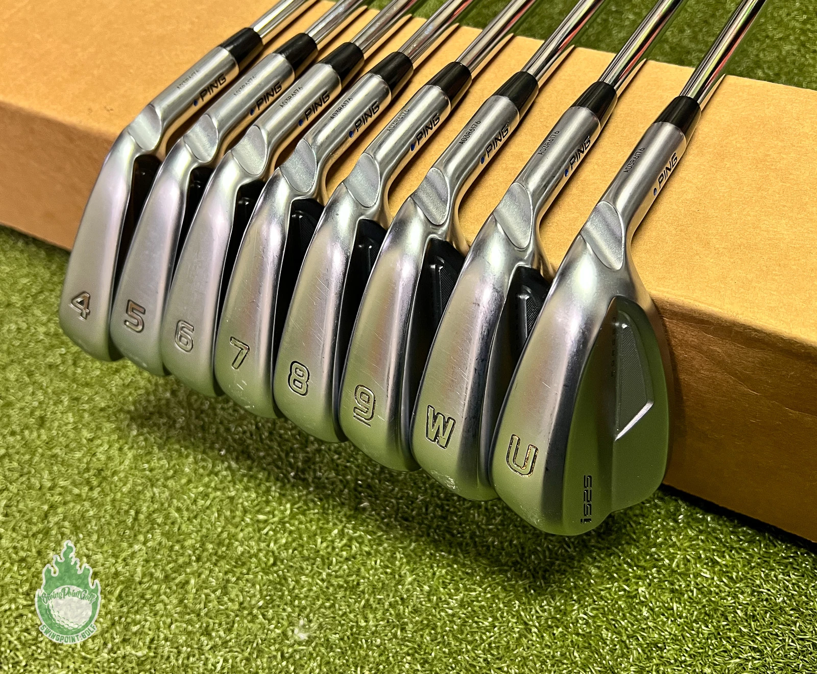 Used Right Handed Ping Blue Dot I525 Irons 4-PW/UW X100 X-Stiff Steel Golf Set