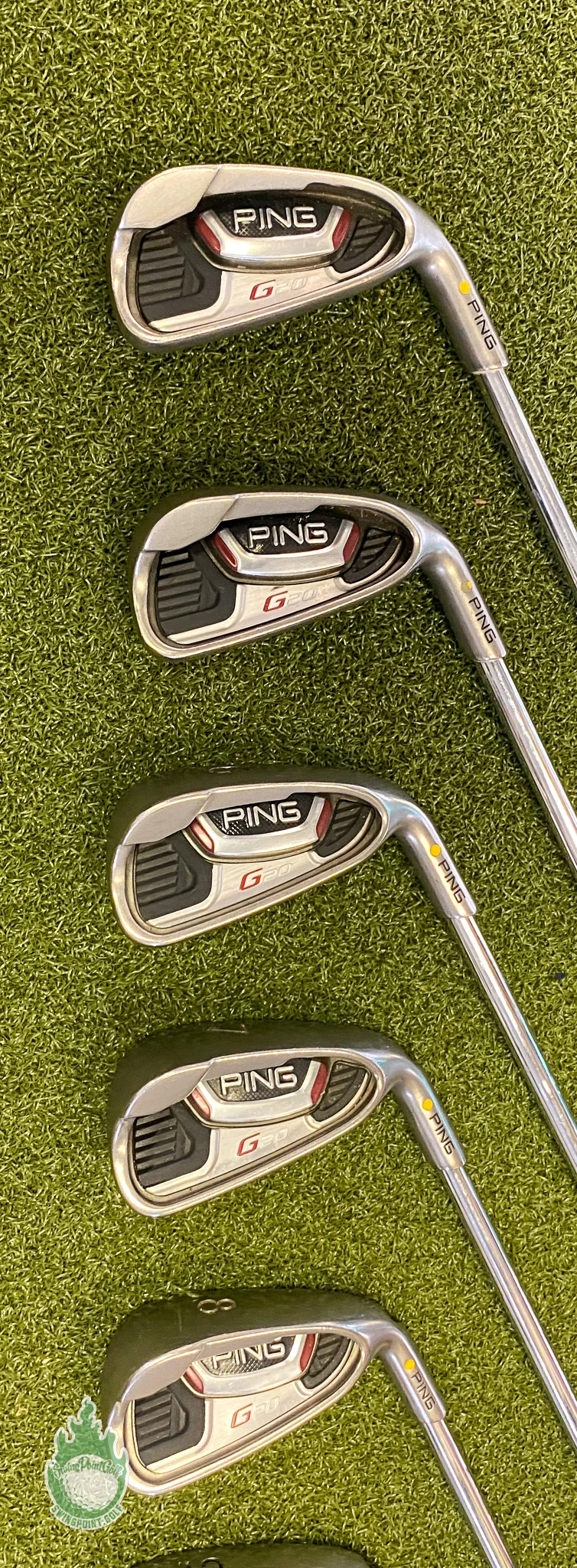 Used RH Ping Yellow Dot G20 Irons 4-PW/UW CFS Stiff Flex Steel Golf Club Set - Image 6