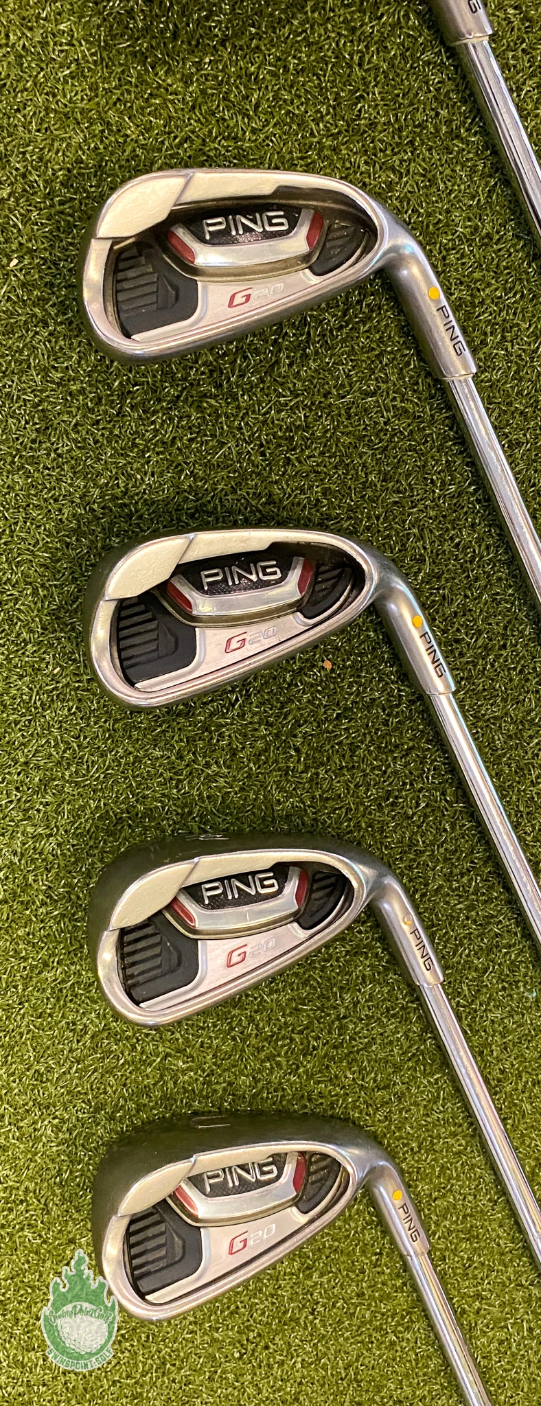 Used RH Ping Yellow Dot G20 Irons 4-PW/UW CFS Stiff Flex Steel Golf Club Set - Image 8
