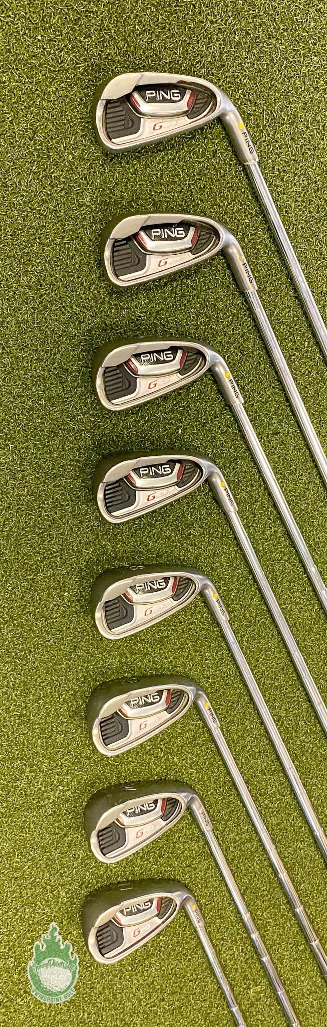 Used RH Ping Yellow Dot G20 Irons 4-PW/UW CFS Stiff Flex Steel Golf Club Set - Image 9