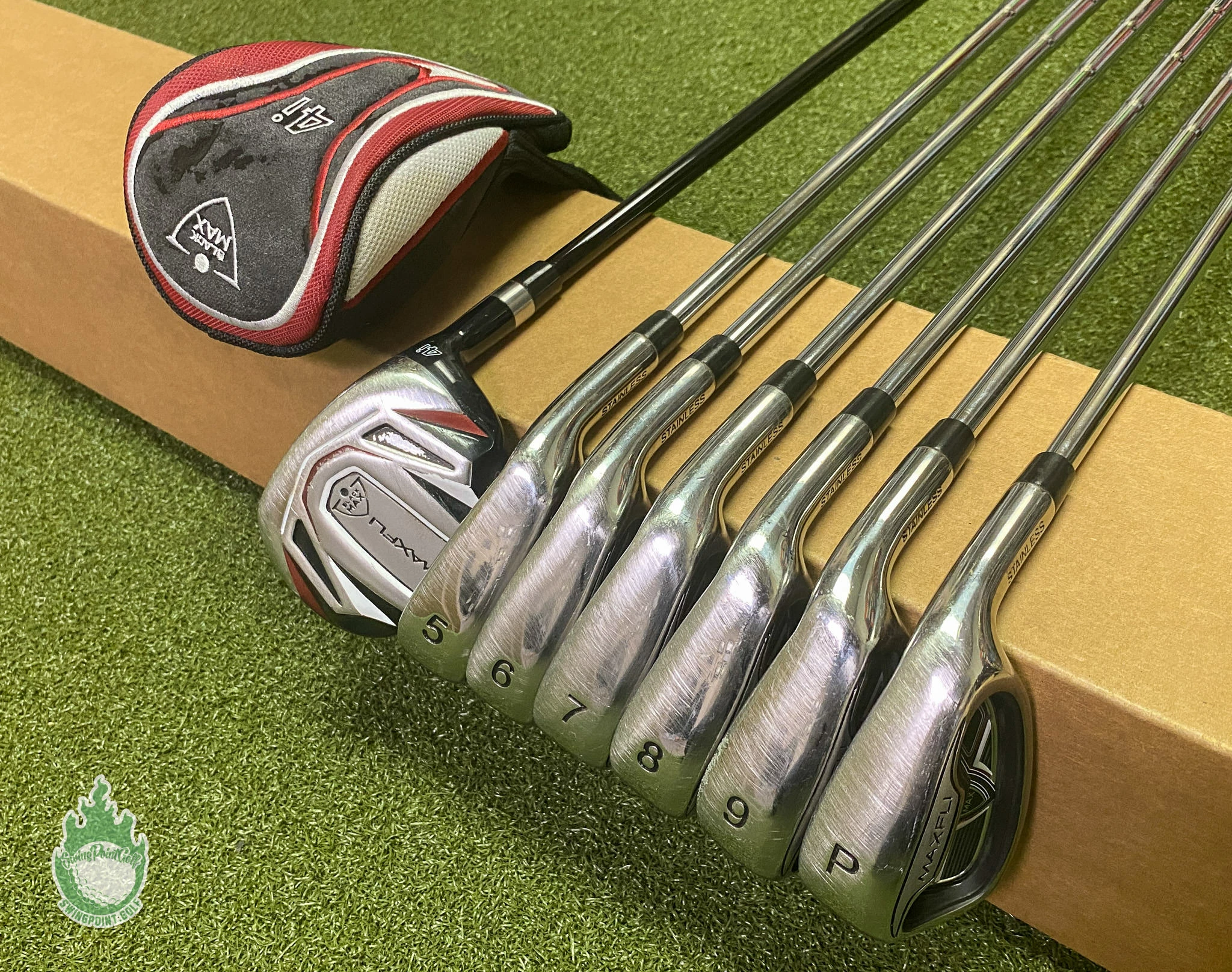 Used Right Handed MaxFli Black MAX Irons 4H 5-PW Regular Flex Steel Golf Set