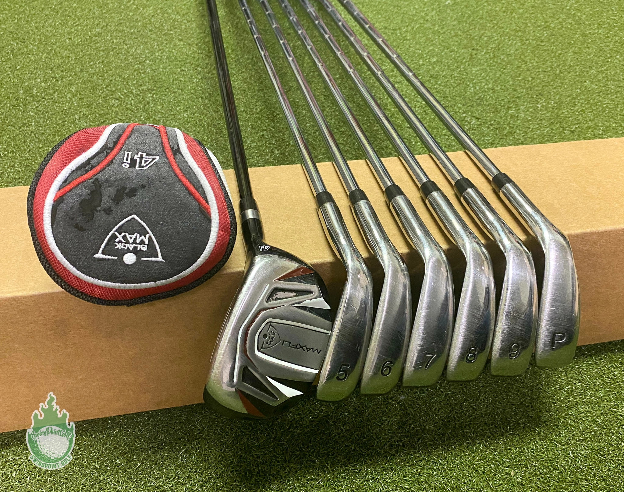 Used Right Handed MaxFli Black MAX Irons 4H 5-PW Regular Flex Steel Golf Set - Image 4